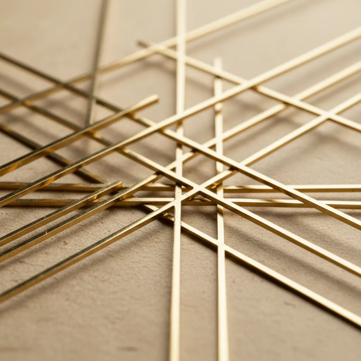 Abstract brass geometric diagram representing syndicate shares